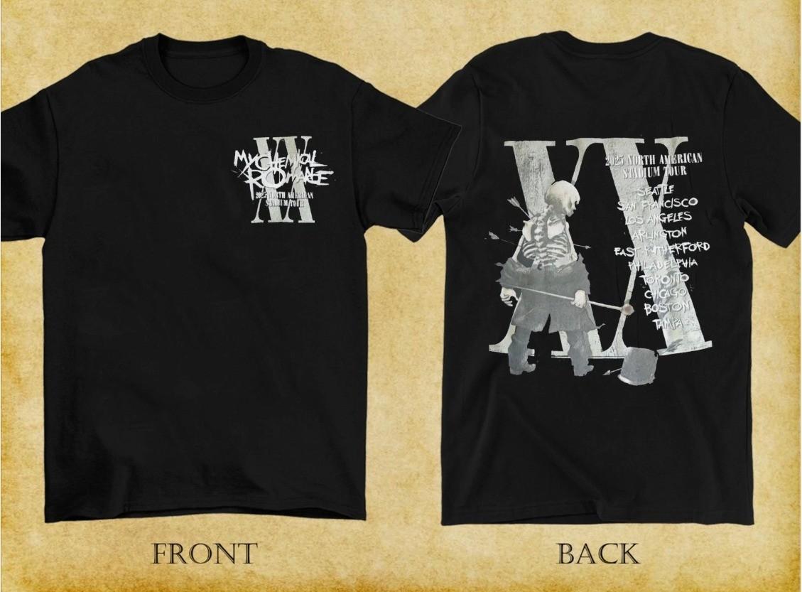 MCR My Chemical Romance 2026 Merch The Black XX Parade reprint T-Shirt Unisex M