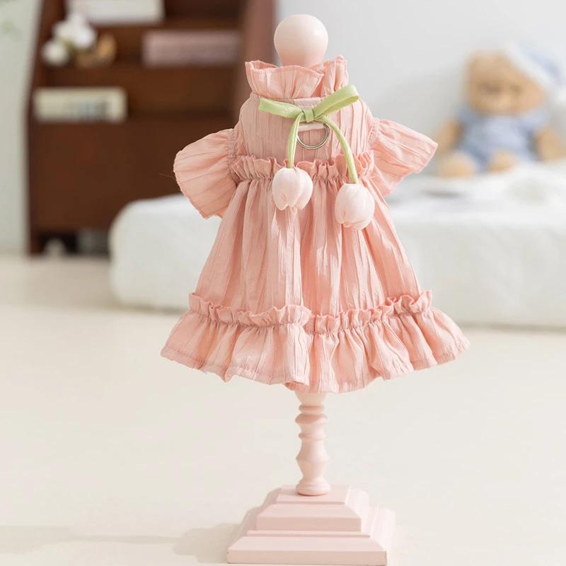 

Dog Sweet Tulip Pleated Dress Cat Puppy Spring and Summer Princess Style Dresses Pet Bichon Teddy Bear Clothes Pink Purple XXL рожевий