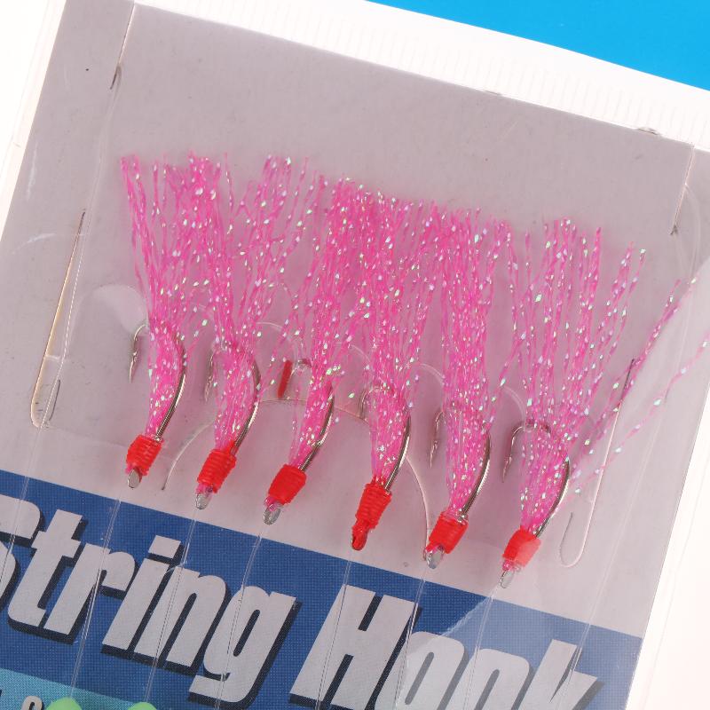 1 Stück 6 Haken Salzwasser Vorfächer 6 Haken Vorfach Blinker Makrele Federangeln Ködervorfächer Meeresangeln Köder Makrele