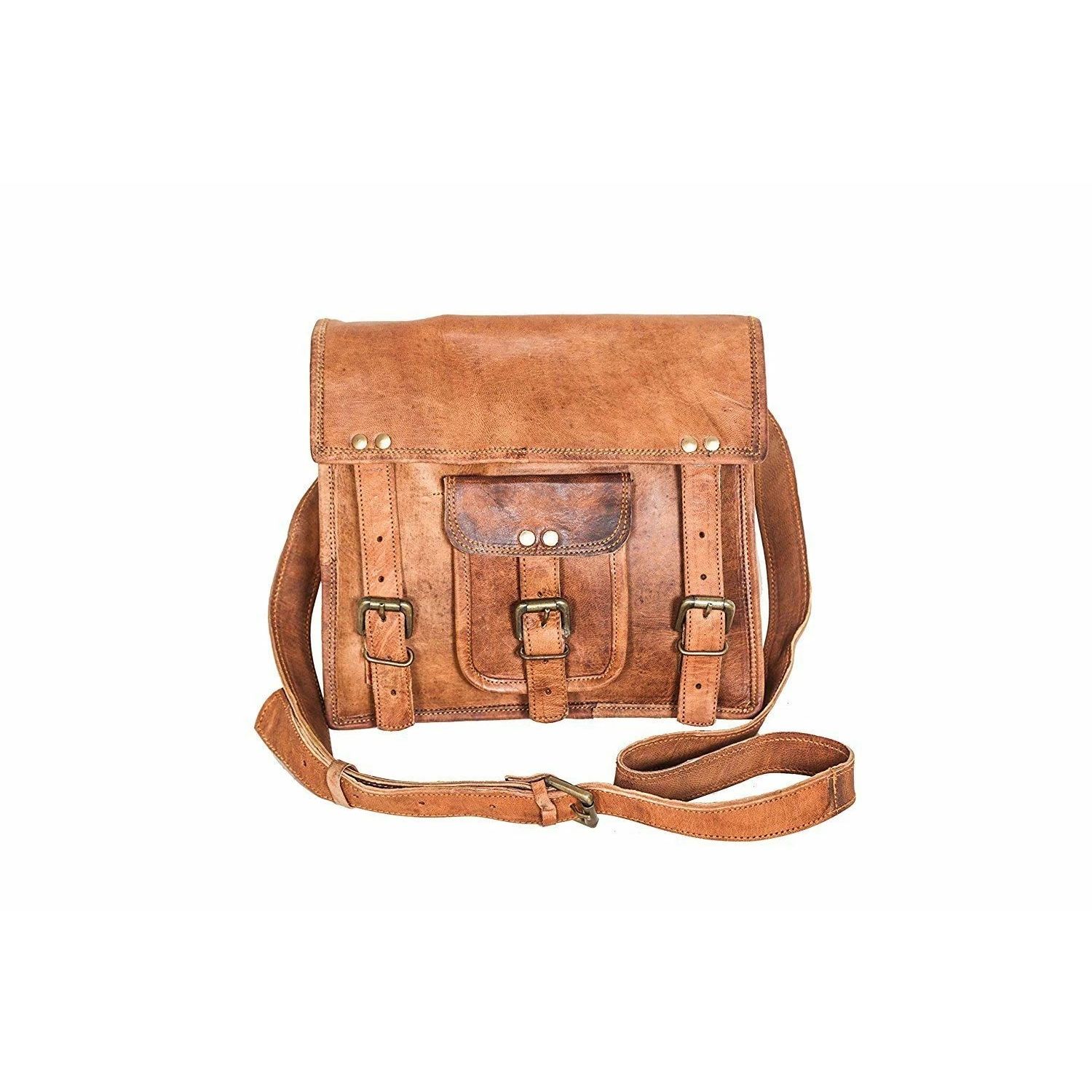 

Мужской портфель-мессенджер из натуральной кожи в винтажном стиле для ноутбука, сумка-сатчел, состаренный 13 x 10 x 4 in