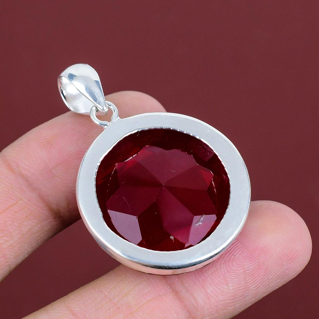 Faceted Mozambique Garnet Pendant Original Gemstone Pendant 925 Sterling Silver Pendant Latest Design Jewelry Handmade Pendant Gifts for Mom
