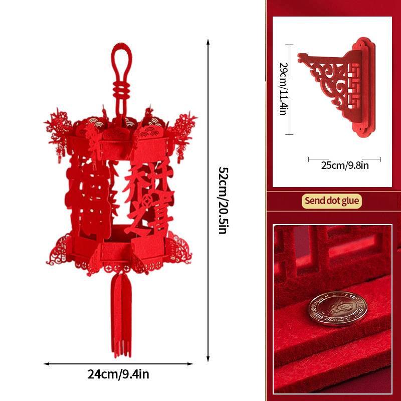 2Pcs Red Chinese Lanterns Chinese New Year Decorations Spring Festival Lantern Lucky Fu 3D Puzzle Lanterns Festival Celebration
