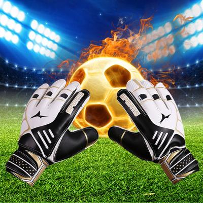 1 Pair Professional Soccer Goalie Gloves with Double Wrist Protection Non-Slip Wear-resistant Rubber Football Gloves Breathable Soccer Goalkeeper