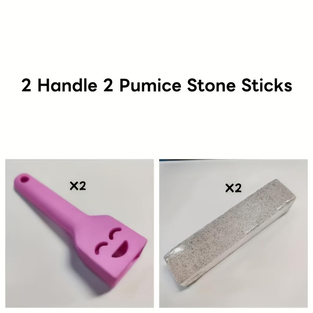2 Handle 2 Pumice Stone Sticks Cleaning Sticks, Toilet Brush, Bathroom Stain Remover, No Electricity Required