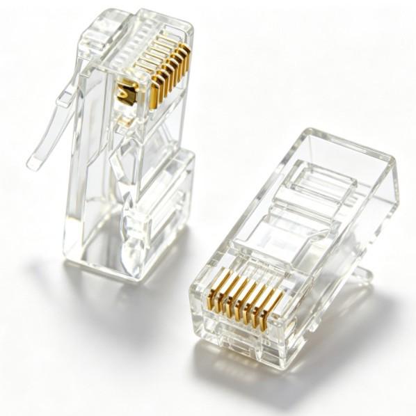 RJ45 Cat6 Gigabit Unshielded 8P8C Connector with Pure Copper Core - Engineering Grade CAT6, New Color Box