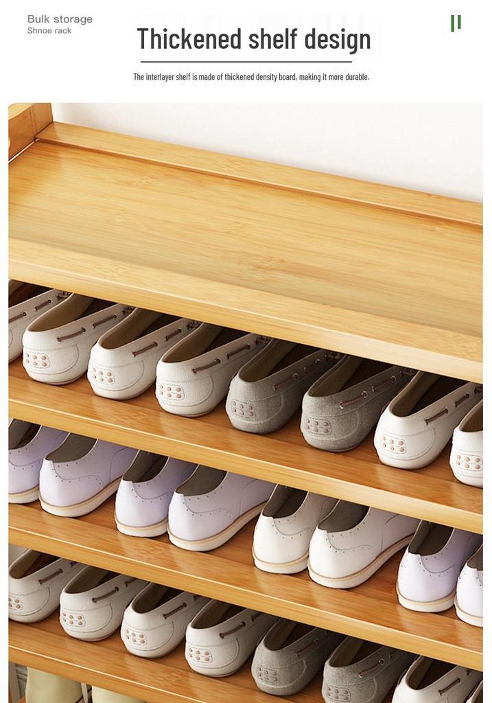 Camphor Bamboo Multi-layer Shoe Rack - Space-saving Floor Storage Cabinet for Dormitory Entrance