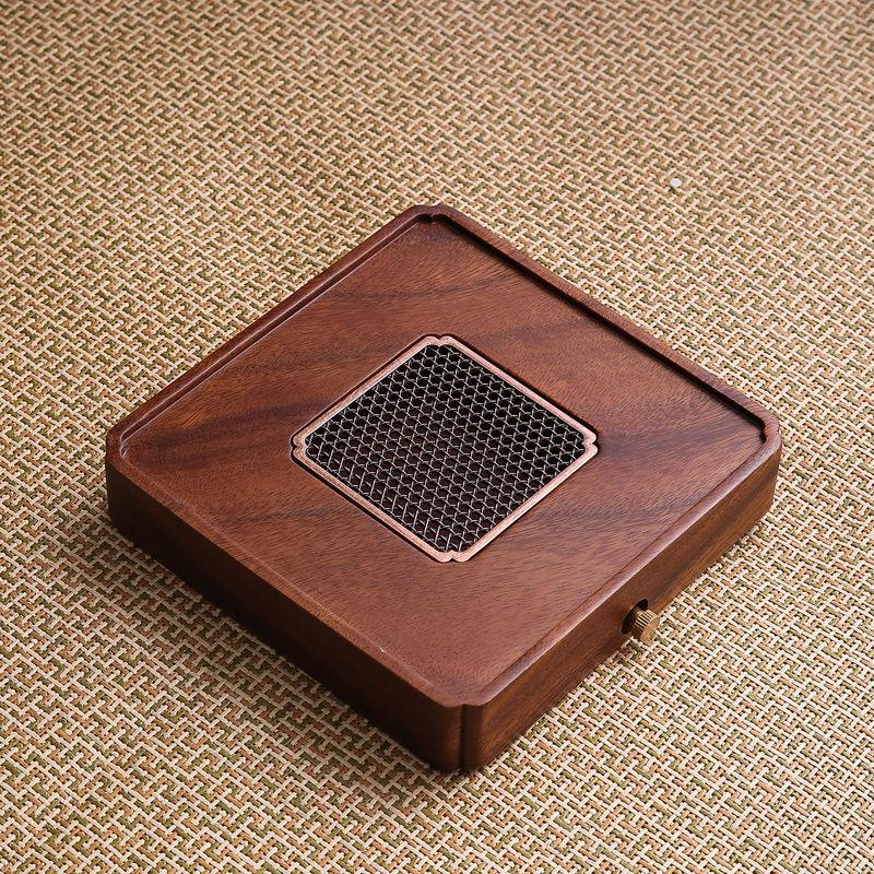 Solid Wood Tea Tray Walnut Whole Solid Wood Pot Bearer Rectangular Dry Bubble Tray Drainage Bubble Tea Tray