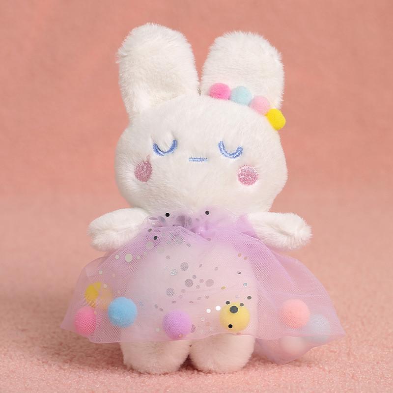 

Plush Toy Pendant Short Pile Fabric Backpack Accessory Collectible Purple Bunny