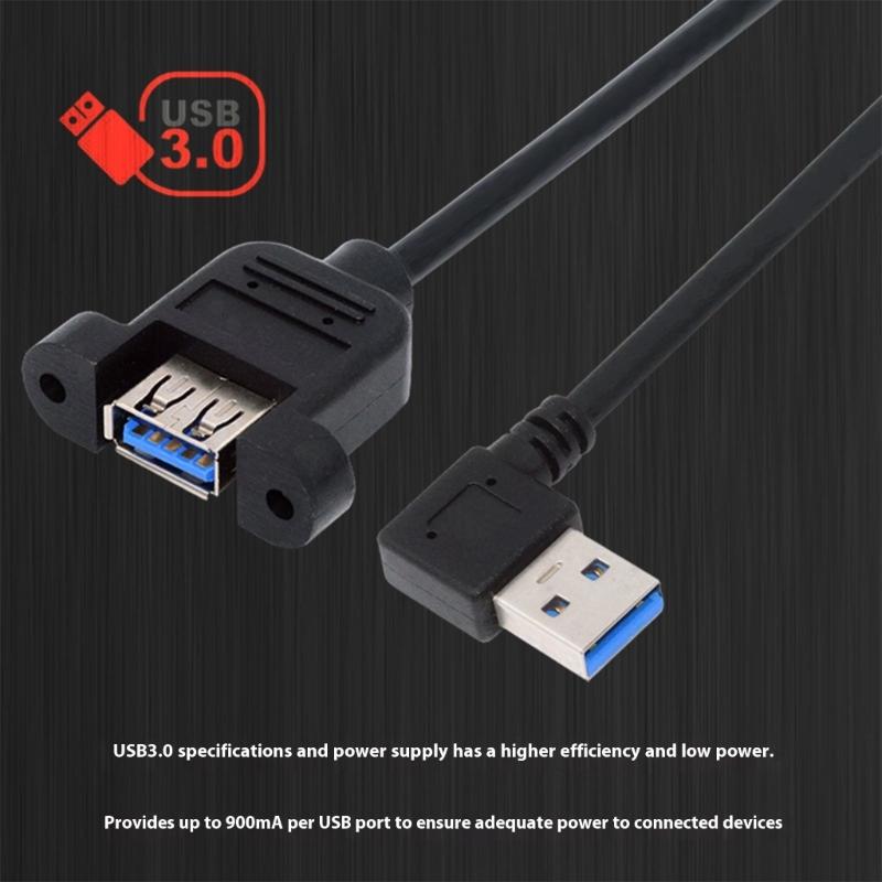 Fast Speed 5Gbps USB 3.0 Extension Cable Right Angle/Straight Head Adapter Male to Female Secure Mounting Ears Design