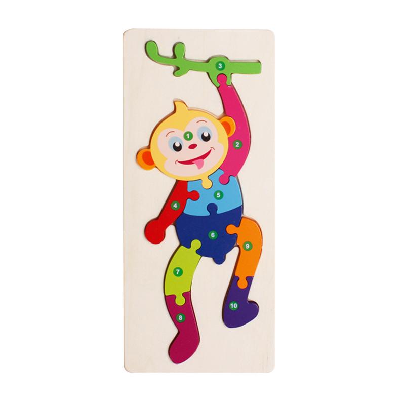 Cartoon Animal 3D Wooden Puzzle Baby Montessori Toys For Toddlers Early Learning Cognition Educational Jigsaw Toy
