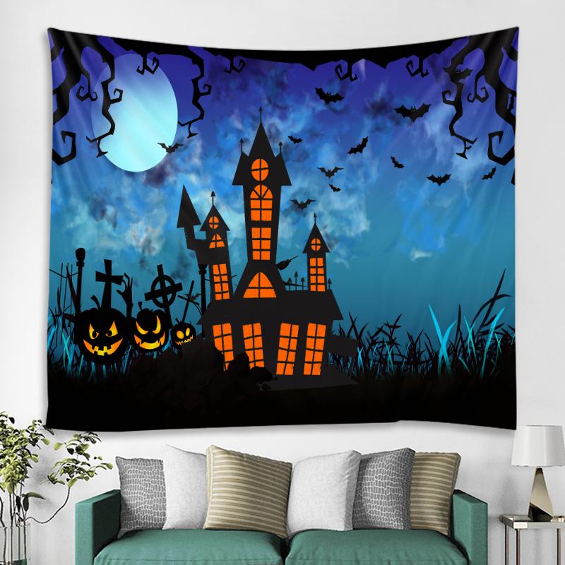 Scary Pumpkin House Halloween Home Decor Tapestry Party   Mandala Mystery Room Wall  Backdrop