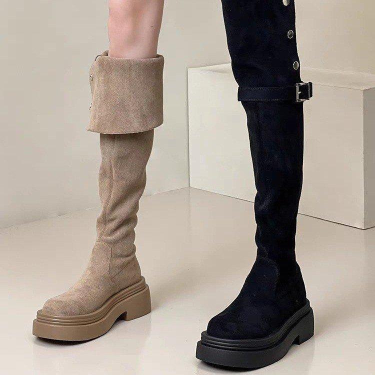 Temperament New Autumn Skinny Tall Knight Boots Small Over Knee Thick-soled Boots Women's Long Boots