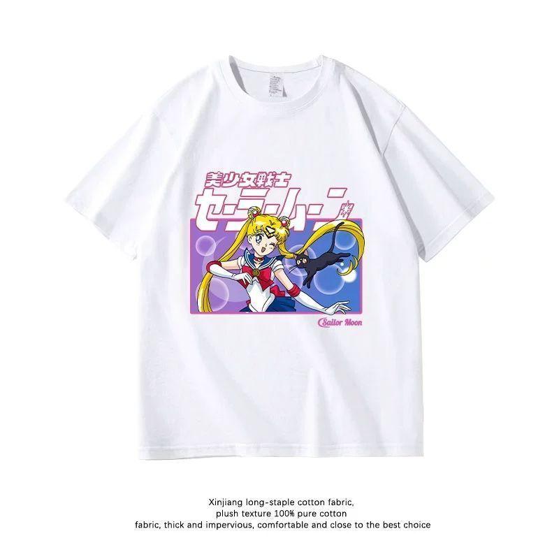 Pretty Soldier Sailor Moon Shortsleeved Womens Tshirt Casual Clothing Miharu Hiyori Rina Pure Cotton Clothes Cotton
