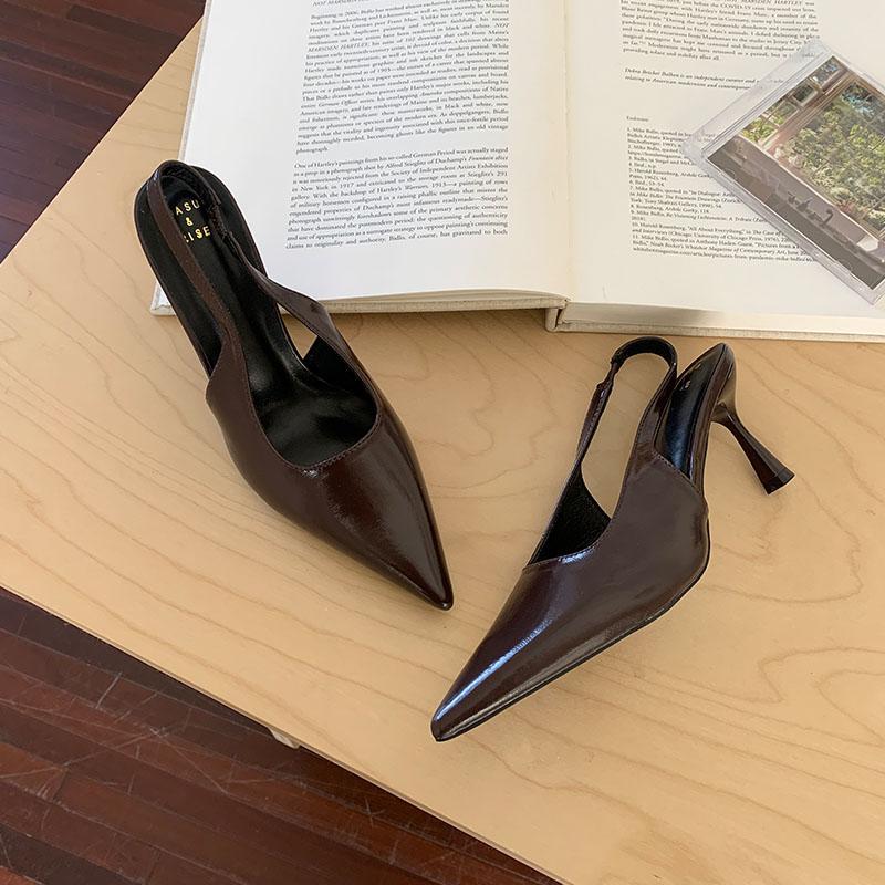 Footwear Pumps Women High Heels Shoes Slingbacks Female Slides Shallow Pointed Toe Ladies Heeled Sandals Shoes