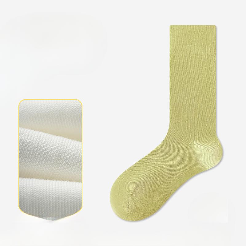 Female Summer Thin Style Pure Cotton 10A Antibacterial Deodorant Boneless Solid Color Long Tube Pile Socks