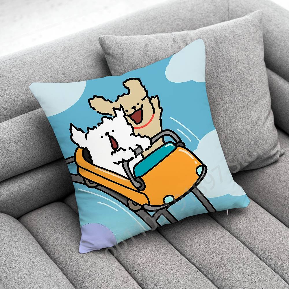 Korea Line Puppy Maltese Dog Throw Pillow Case For 30x30cm 40x40cm 45x45cm 50x50cm 55x55cm Square Sofa Pillowcase Shell