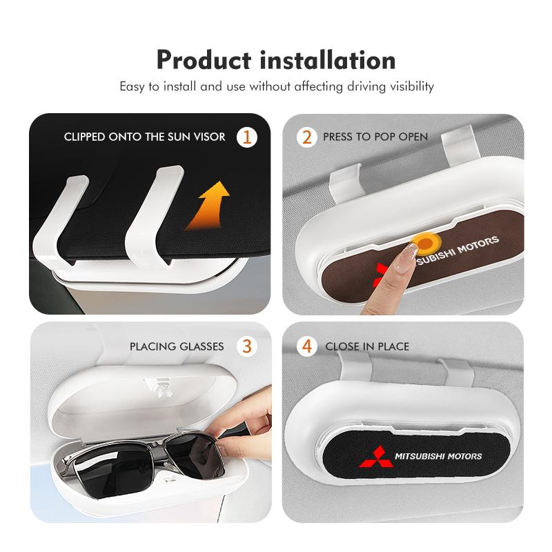 For Mitsubishi Car Logo Suede Mounted Sun Visor Glasses Case Sunglasses Organizer Box Outlander Pajero Sport Lancer EX ASX L200