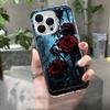 Dark Rose Transparent Phone Case For IPhone 16 15 14 13 12 11 Pro Max XR XS Max 7 8 Plus Personality Shockproof Case Cover