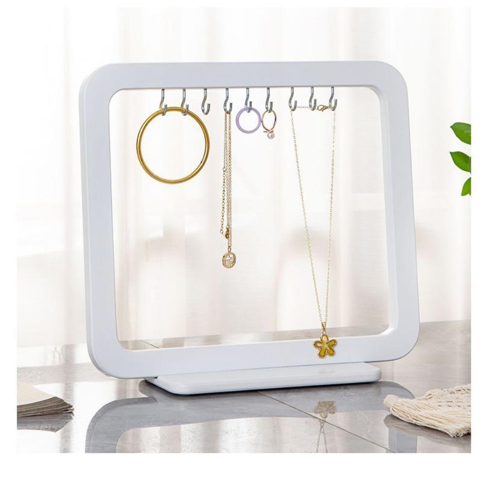 Wooden Multi-Function Entryway Rack: Desktop Necklace Bracelet Hanging Organizer Bedroom Key Storage Stand with Hooks for Wristwear & Accessories