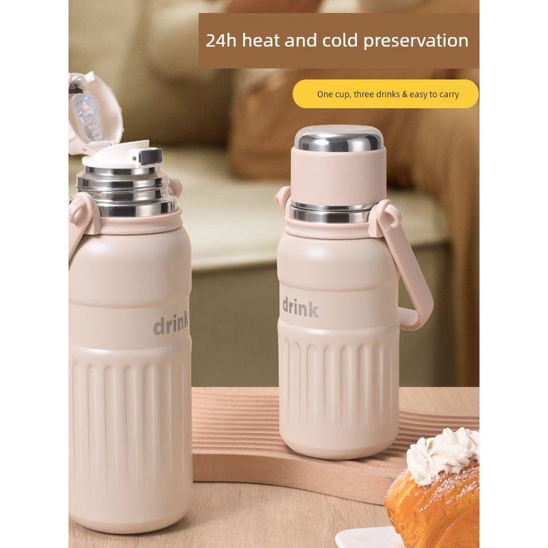 Huquan Outdoor Large Capacity Vacuum Cup 316 Stainless Steel Straw Cup for Male and Female Students Portable Travel Cup Good-looking