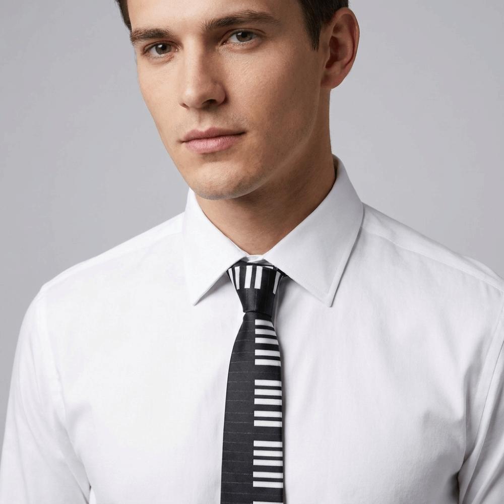 Skinny Men Tie Black Music Tie Classic Piano Necktie Men