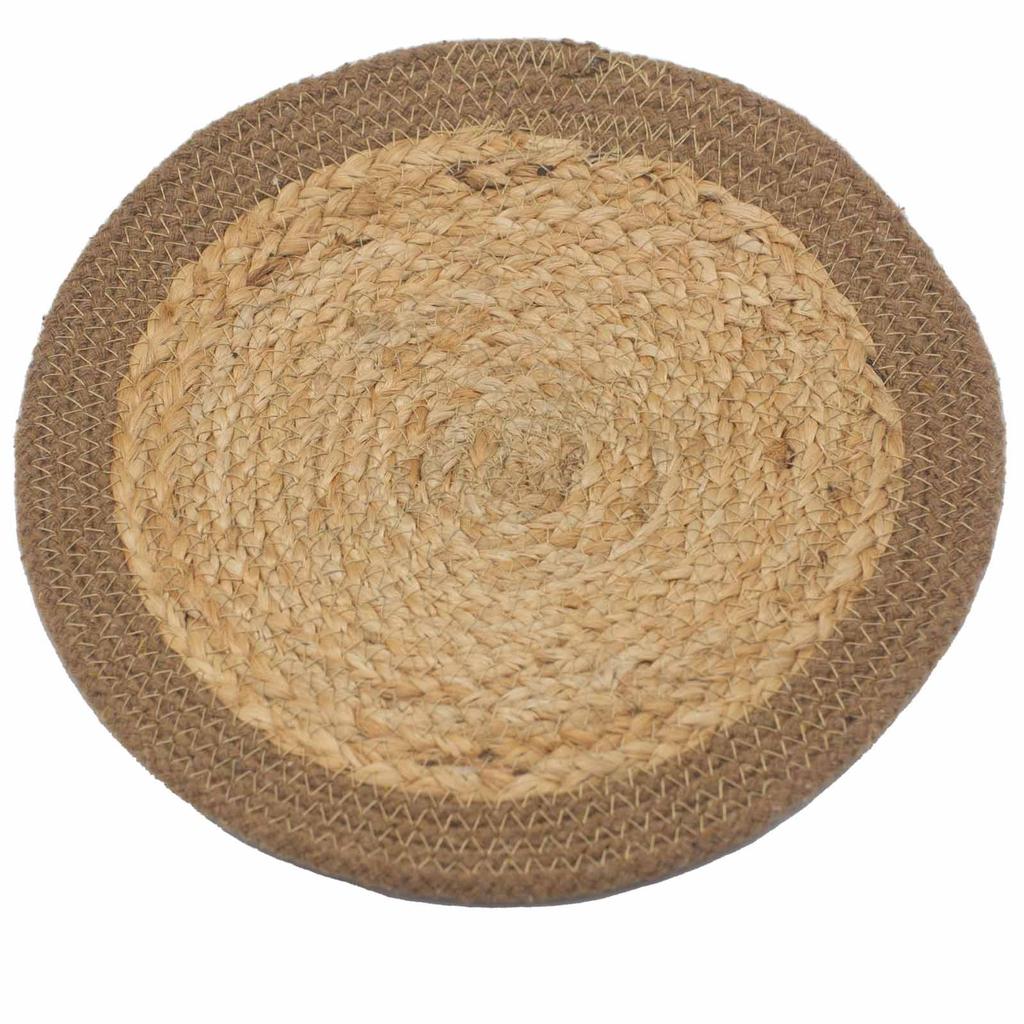 Jute Cotton Placemat 30cm Natural Border