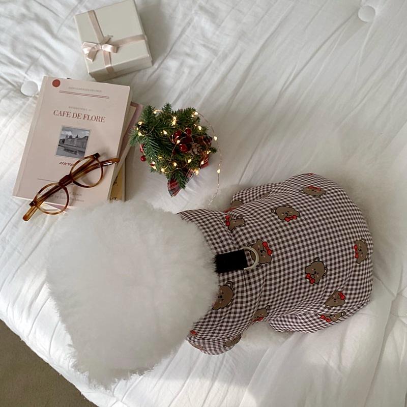 Pet Plaid Teddy Bear Coat Four Legged Autumn and Winter Dog Clothes Thick and Warm Teddy Bear Small Dog Autumn and Winter