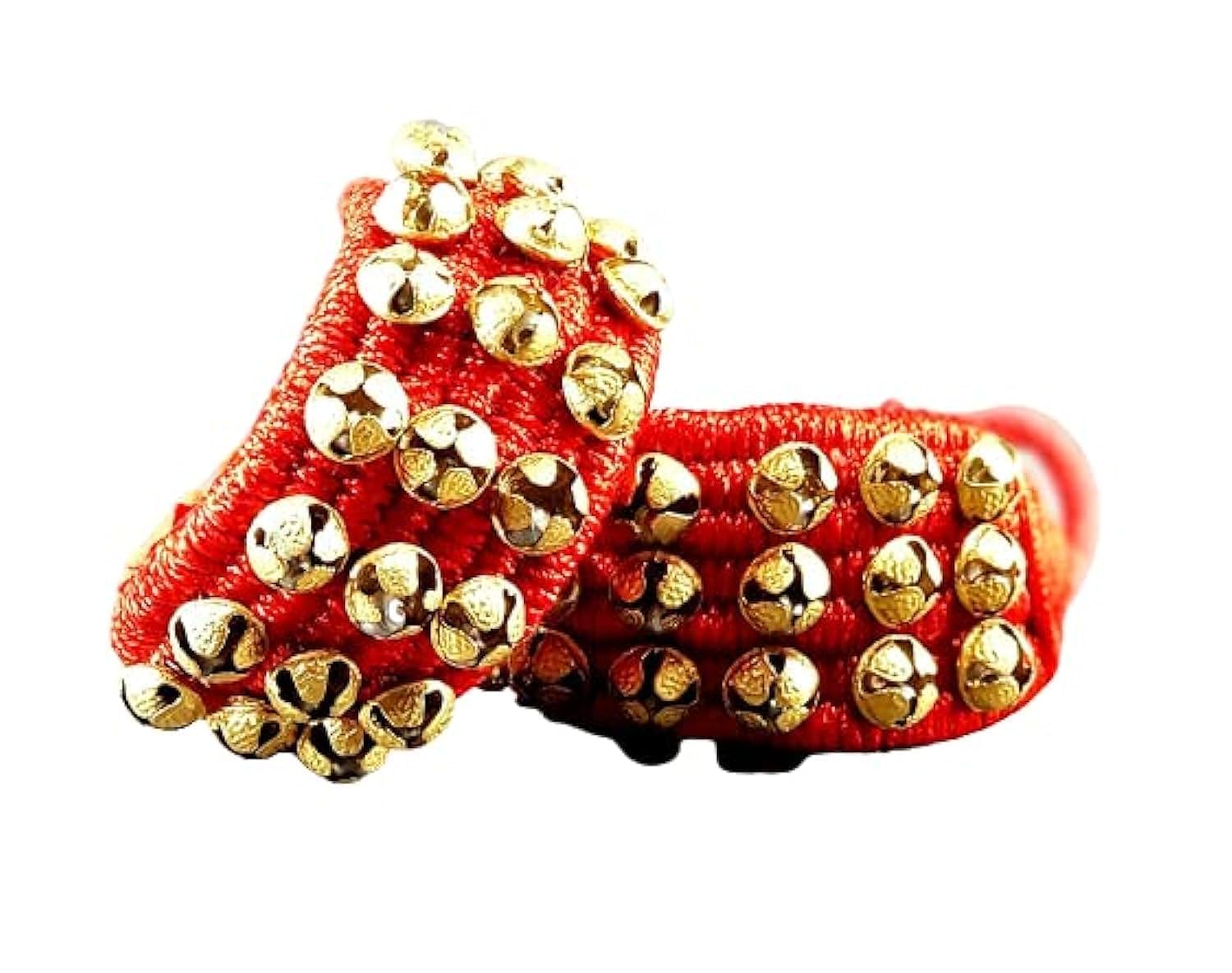 

eSplanade Гунгру, Гунгру (24 + 24) - 3-рядные гунгру на красных подушечках Звонок, Гунгру 3-рядные красные подушечки, Красные подушечки Гунгру 3-рядные Катхак Индийский