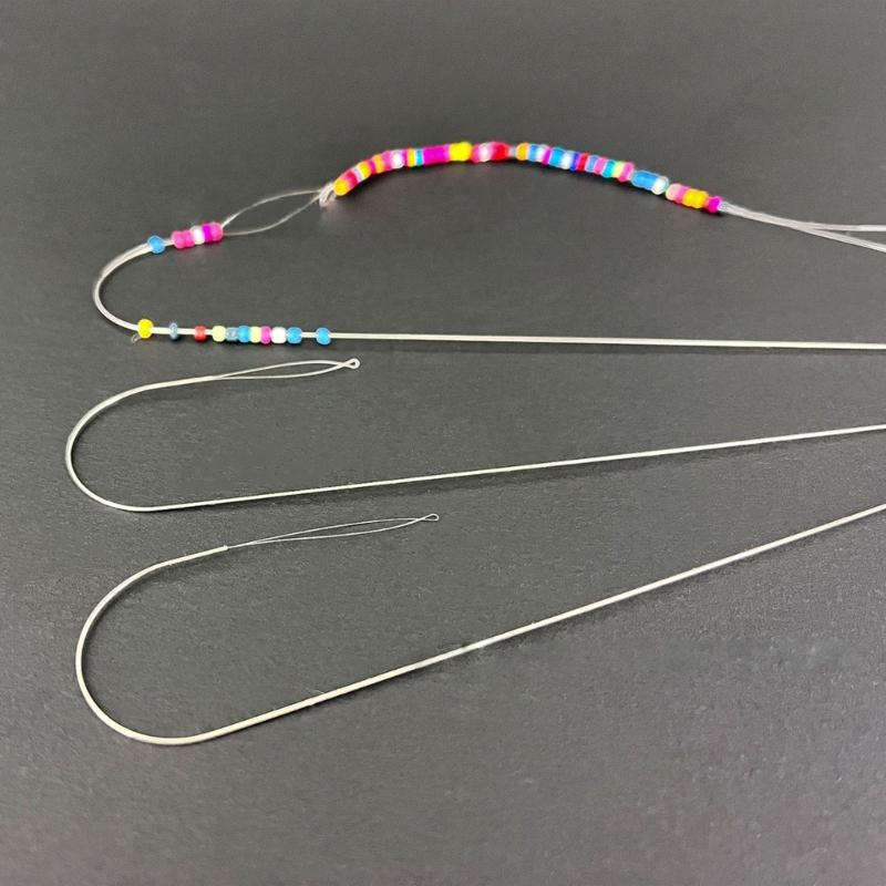 4 Pcs Large Collapsible Bead Needle Big Eye Beading Needle Metal Sewing Needle 15.5cm Threading Needle for Beads