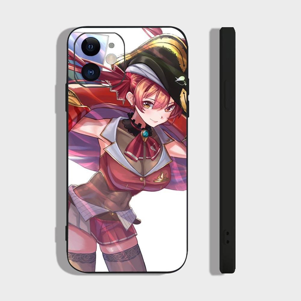 Houshou Marine Anime H-hololive Phone Case For IPhone 17 Air 16 15 14 13 Pro Max 11 12 Black Silicone Cover
