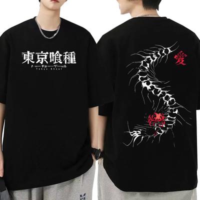 Anime Tokyo Ghoul Kaneki Ken Centipede T Shirt Men Women Fashion High Quality Cotton Loose Short Sleeve High Quality T-shirts