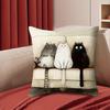 [Chic Cartoon Cat] Machine Washable Polyester Chic Cartoon Cat Throw Pillow Cover 17.7x17.7" | Contemporary Decorative Cushion Case