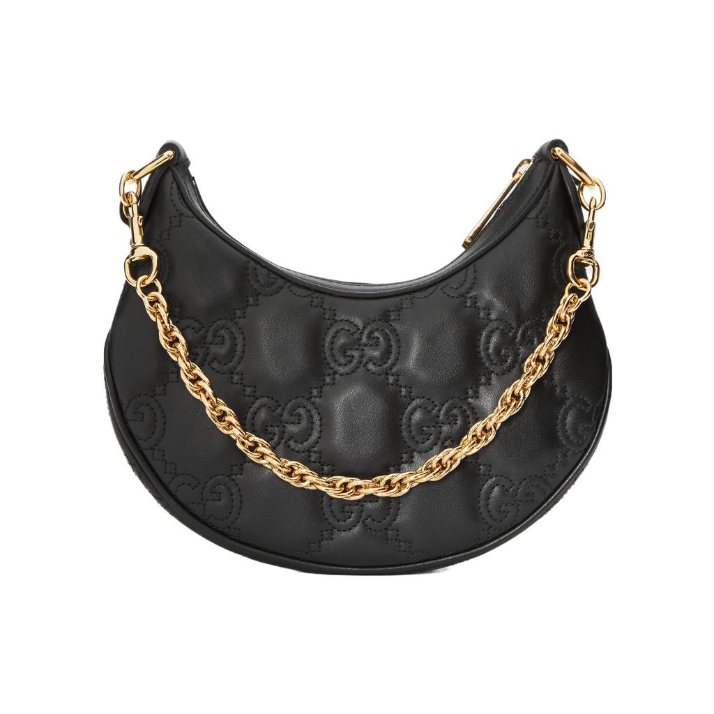 Gucci GG Matelassé Gold Logo Chain Canvas Backpack Leather Shoulder Bag Women Shoulder Bag Black 739736-UM8IG-1000