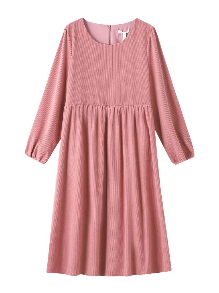 Plus Size Women's Corduroy Dress: Loose, French Style for Autumn/Winter
