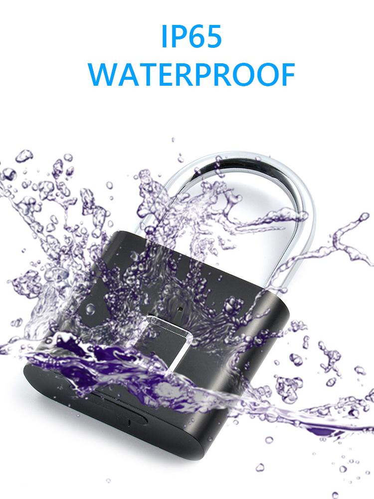Wasserdichtes Fingerabdruckschloss Smart Biometrisches Fingerabdruck Schlüsselloses Türschloss Sicherheitsvorhängeschloss für Gepäckkoffer