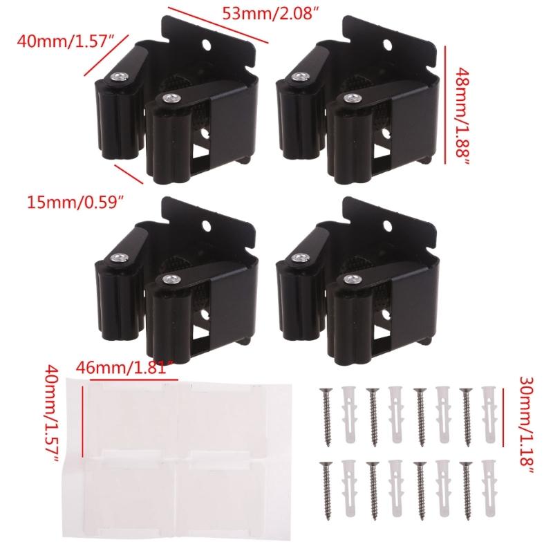 4Pieces Broom Holder with Screws for Kitchen Wall Mounted Mop Hanger Garden Tool