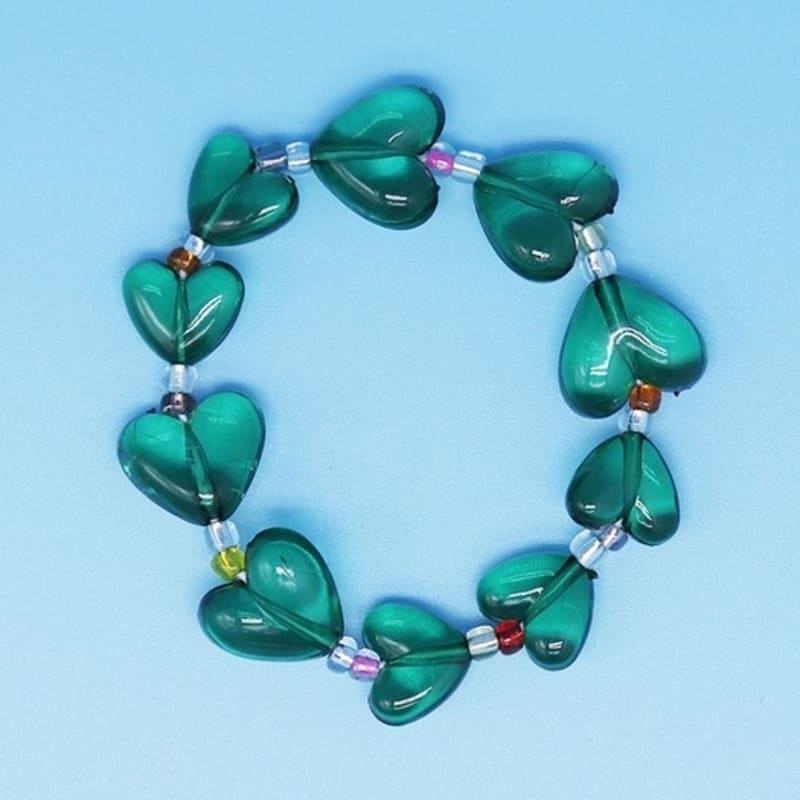 BONBEAU Fancy heart line beads Bracelet Colored heart ball bead bracelet 6 colors