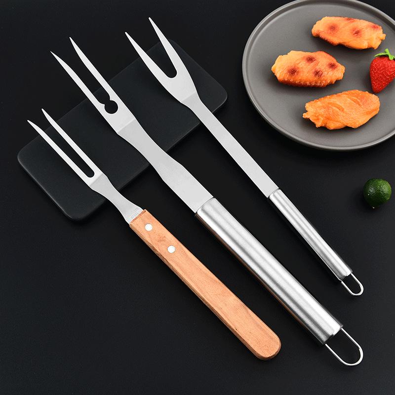 Outdoor Stainless Steel Barbecue Fork for Meat, Steak, Roast Chicken, Duck, and Fish