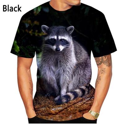 Nuova Moda Maglietta Carina Procione Stampata 3D per Uomo e Donna Casual a Maniche Corte Animale Procione Maglietta Top per l'Estate