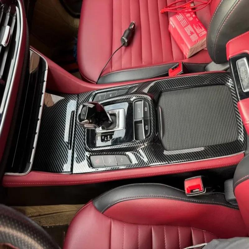 For MG HS 2018- ABS carbon fiber center conlose Gear Shift Panel front water cup holder Cover sticker interior accessories