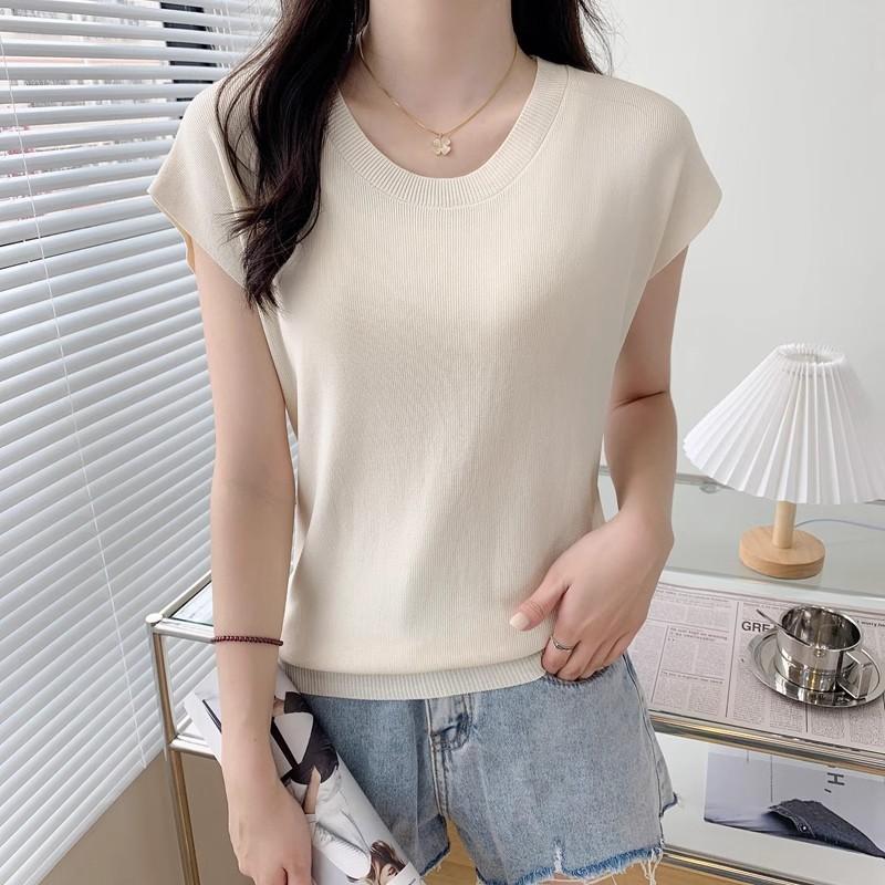 summer casual slim Sweater Women's O-neck solid elasticity Pullover harajuku Women short Sleeve Tops Knitwear Trending Sweaters