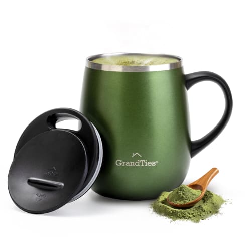 GRANDTIES Premium Vacuum Insulated Mug, 460ml, Available in 19 Colors, with Easy-Open Sliding Lid, Stainless Steel Double-Wall Vacuum Insulation, and