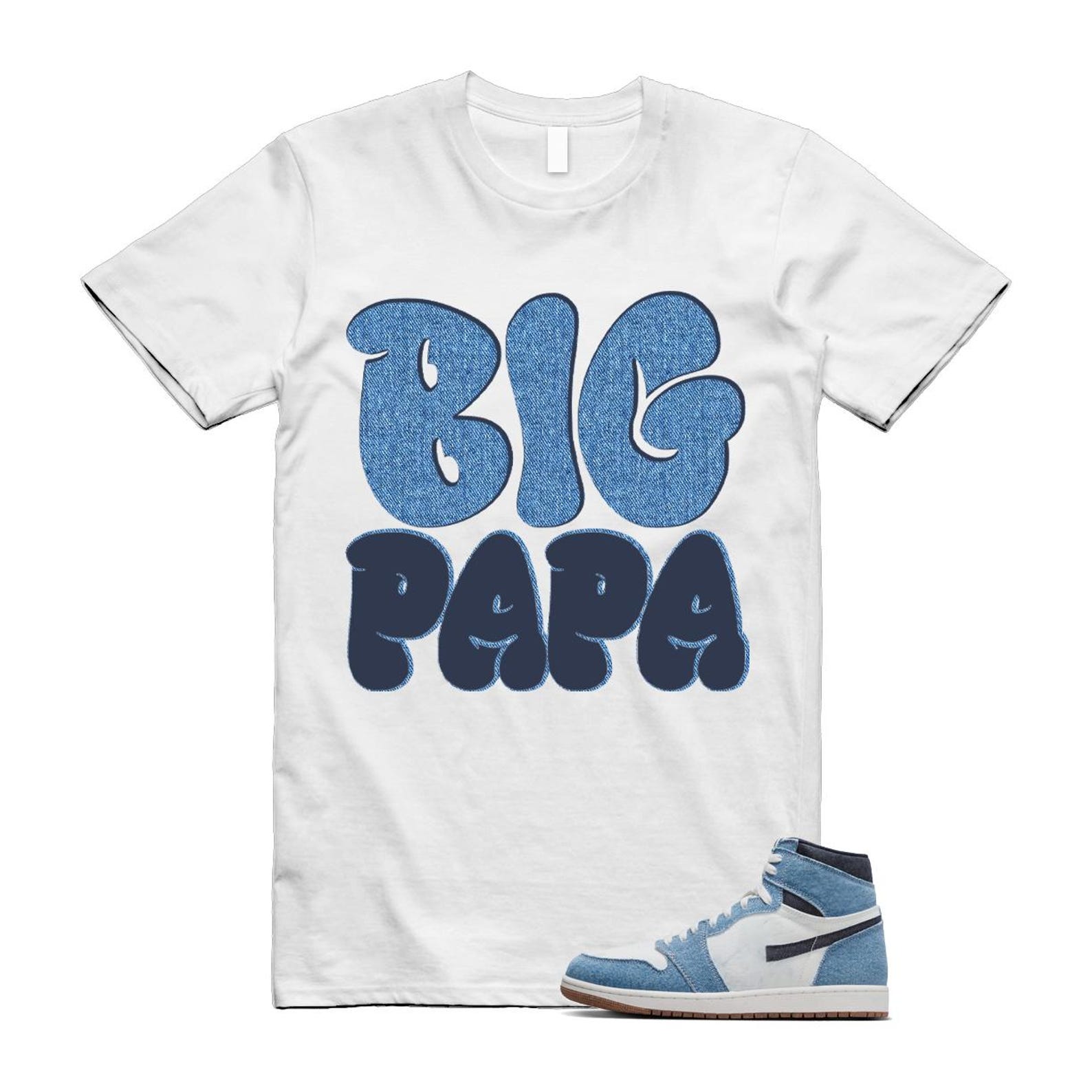 1 Denim Summit White Obsidian Retro High OG T Shirt Match PAPA 4XL