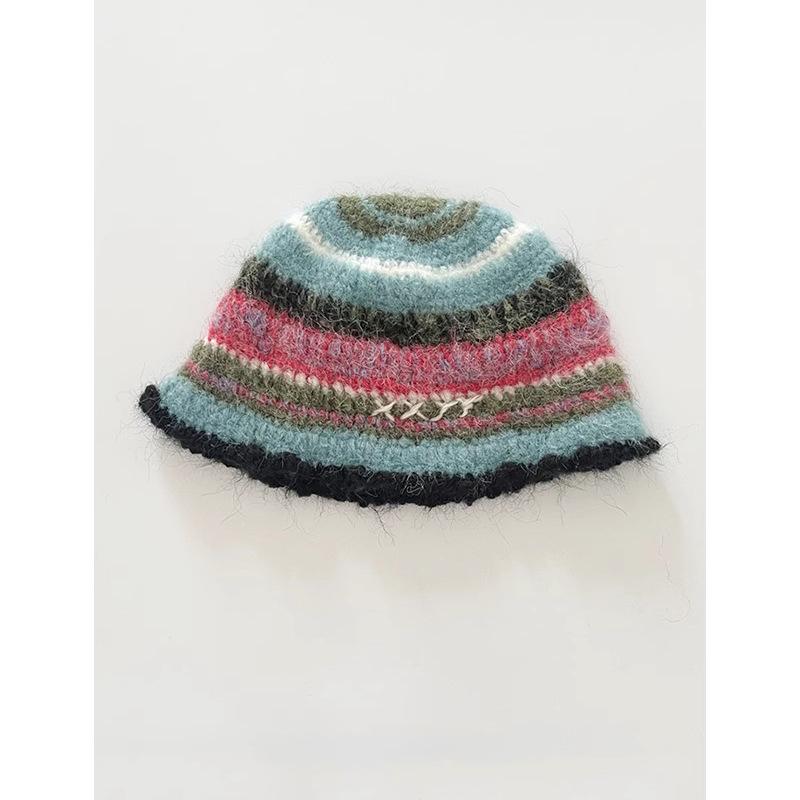 

Korean Retro Atmosphere Handmade Knitted Colorful Warm Fisherman Hat For Children s Autumn And Winter Versatile Woolen Hat 56-58CM