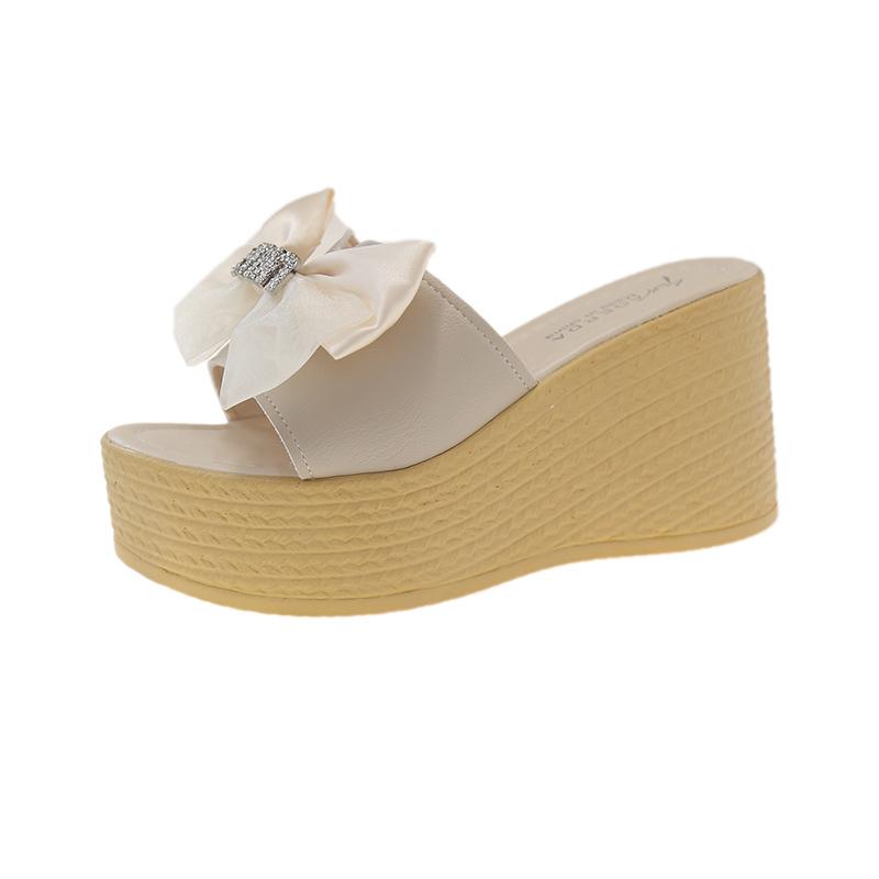 Fashion Summer 9cm Wedge Heels Slippers Women Big Butterfly Mulers Platform Sandals Clog Shoe Slides Plus Size 43