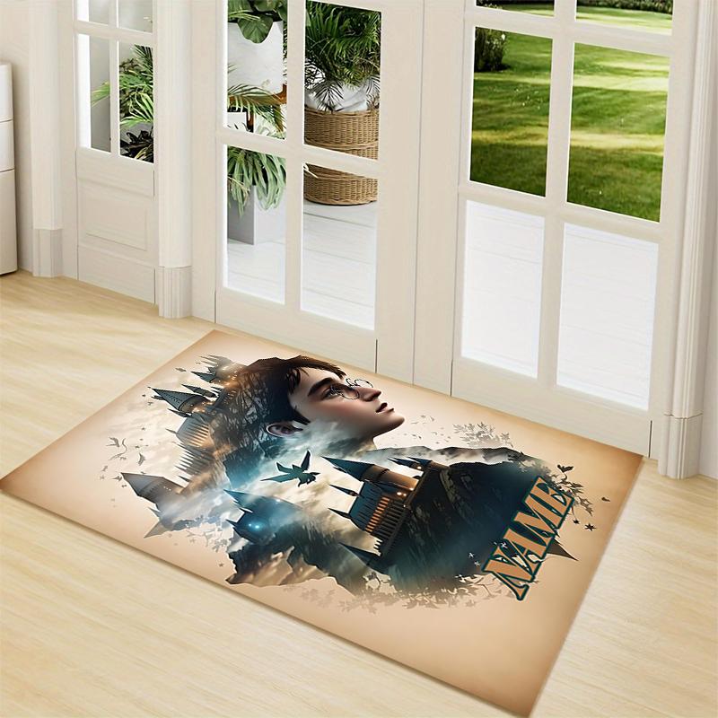 Custom Name Harry Potter Magic Train Carpet Rug Customizable Soft Washable Anti-Slip Home Living Room Sofa Mats Personalized Rug. 090974