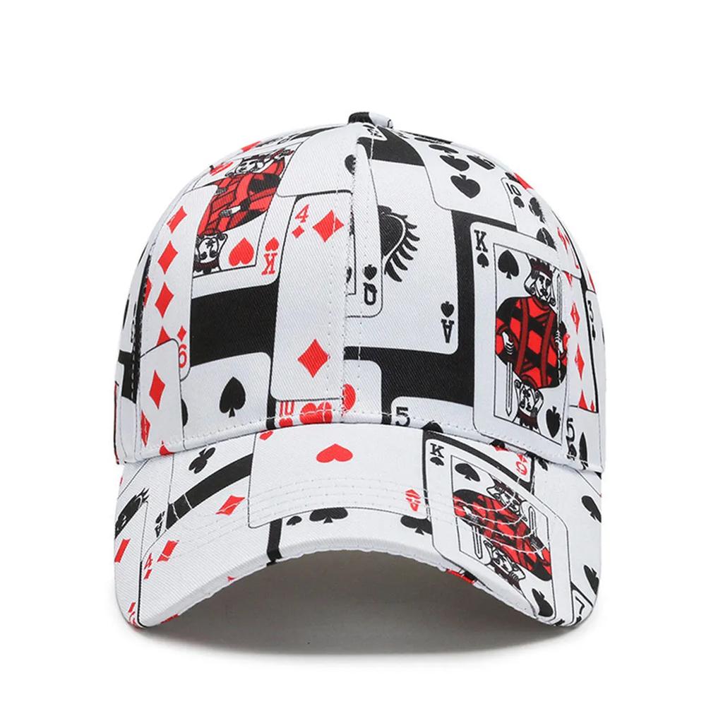 Unisex Poker Card Print Baseball Caps Spring Autumn Outdoor Adjustable Casual Hats Hip Hop Cap Sunscreen Hat