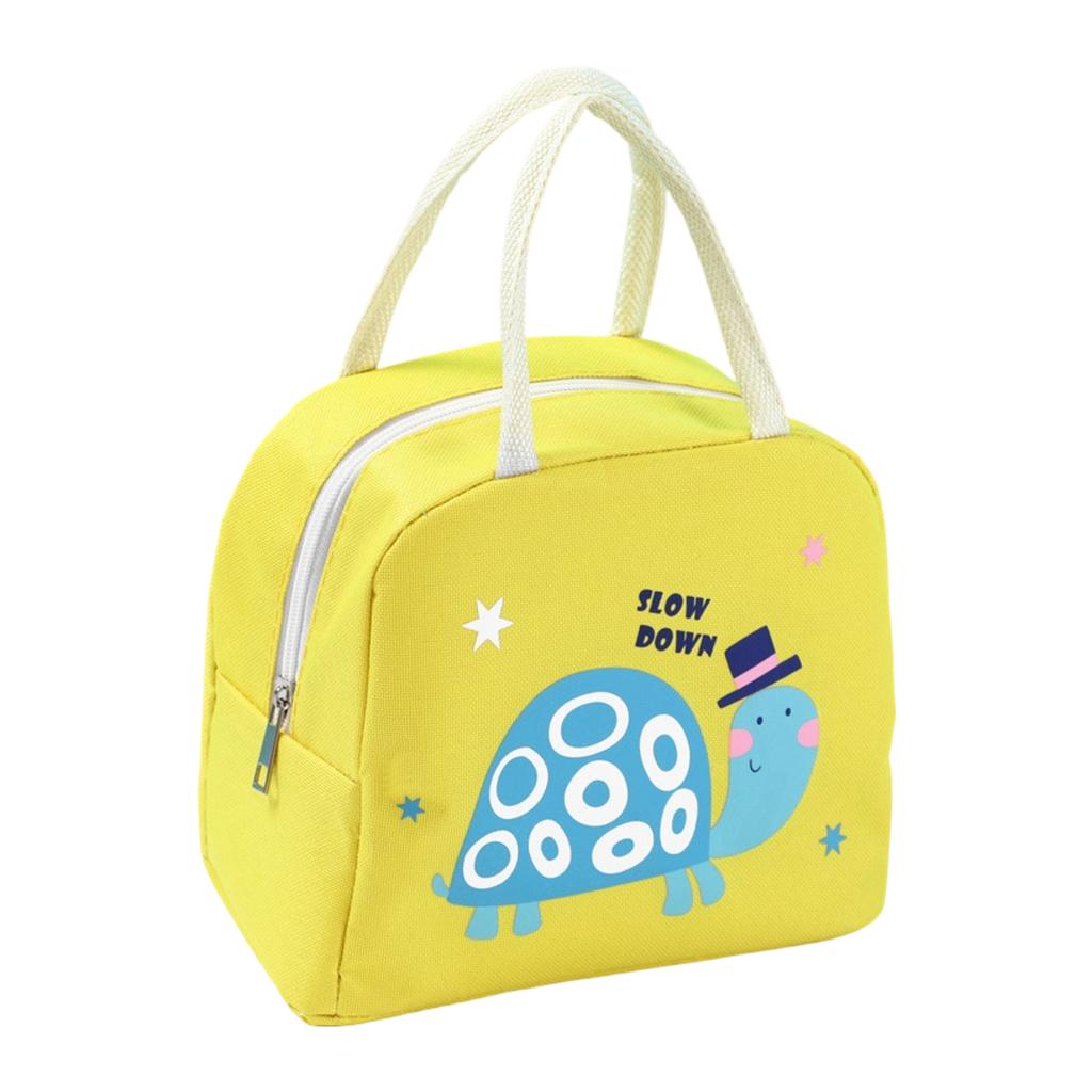 Insulated Oxford Fabric Lunch Tote Bag with Double Handles Cartoon Animal Print Soft Lunch Box for Work School Picnic Carrying