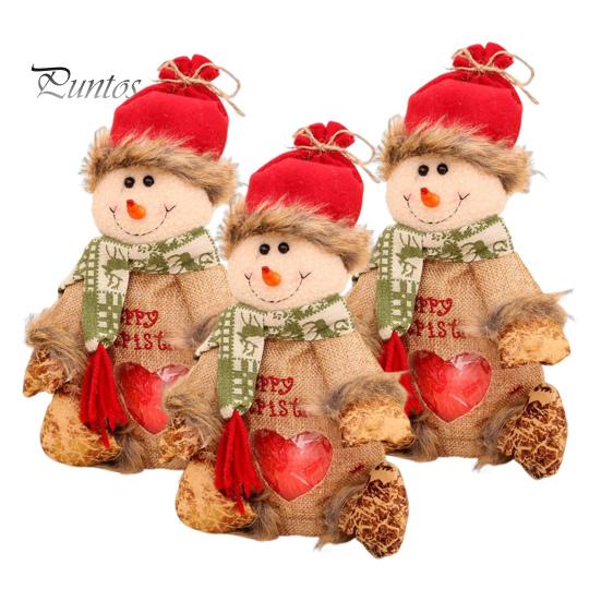 Christmas Candy Bags 3Pcs Gift Snowman Santa Elk Patterns Toy Storage Sacks for Kids Decorative Reusable Holiday Party Favor Pouches