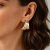 Retro Pleated C-shaped Stud Earrings: European & American Light Luxury, Irregular Wide-faced Design, Versatile & Commuter Style